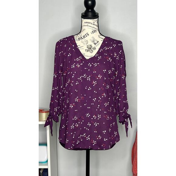 Fortune + Ivy Medium Collyn Mixed Material Blouse - Stitch Fix 3/4 Tie Sleeve - Picture 12 of 12